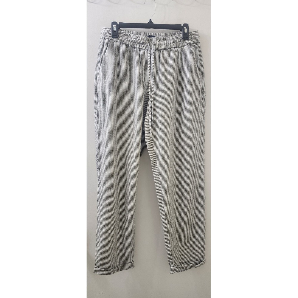 J.Crew Reimagined Striped Linen Cotton Drawstring Pants Ticking Stripe 10T B0909
